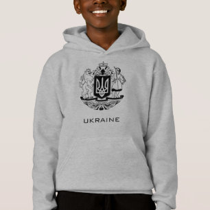 Camiseta Grande Brasão de Armas da Ucrânia Arte Monocromáti