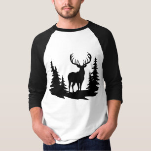 Camiseta Grande Buck Entre O Vetor De Árvore De Pinho