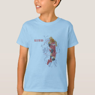 Camiseta Grande Cabeça Vermelha e Design de Basquete