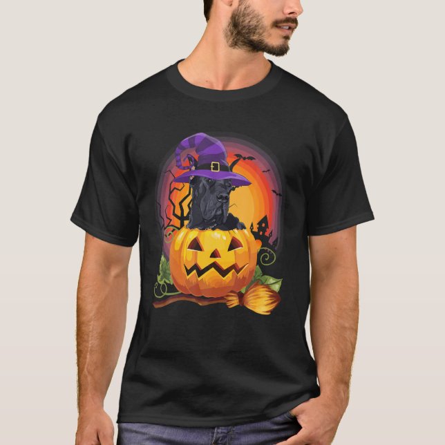 Camiseta Grande Cachorro de Bruxas de Maçã-de-Obra (Frente)