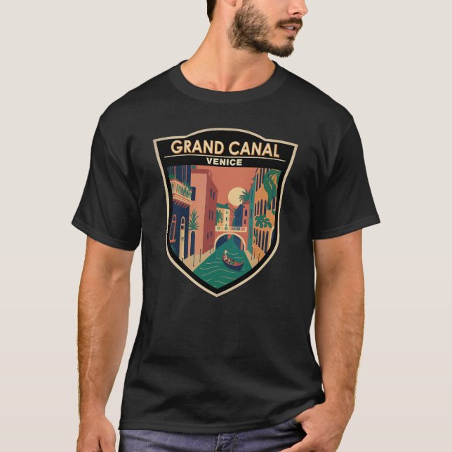 Camiseta Grande Canal Venice Viagem Art Vintage (Frente)