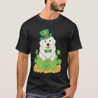 Camiseta Grande Cão Pyrenees Dia de São Patrício Trevo 
