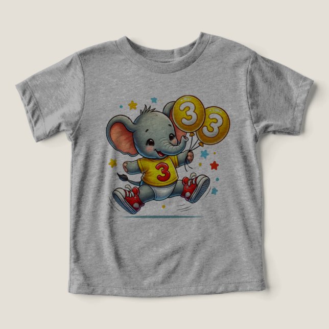 Camiseta Grande Celebração: Elefante com Balões (Design frontal)
