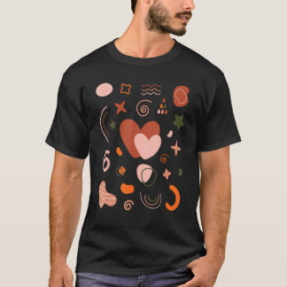 Camiseta Grande Coração de Amor com Formas Orgânicas Boho p