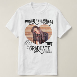 Camiseta Grande Coração Fotográfico Orgulhosa Avó 2023 Grad