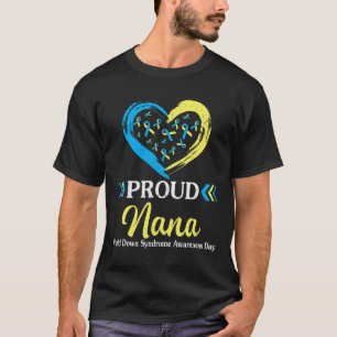 Camiseta Grande Coração Orgulhosa Nana Avó Mundo Síndrome d