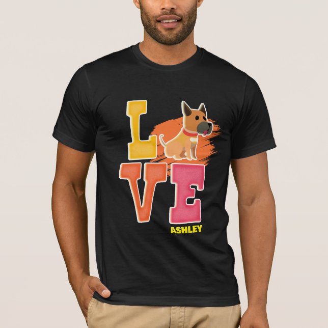 Camiseta Grande Dane adora cores bonitinhas (Frente)