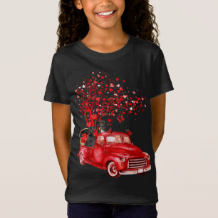 Camiseta Grande Dane Andando Namorados Vermelho Borboleta E
