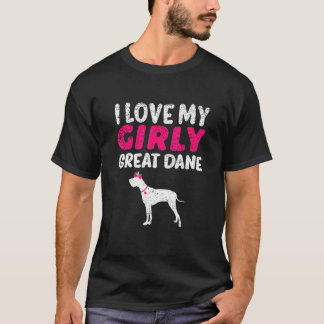 Camiseta Grande Dane Canine Girl Girly Dog Gênero Reveza Cu