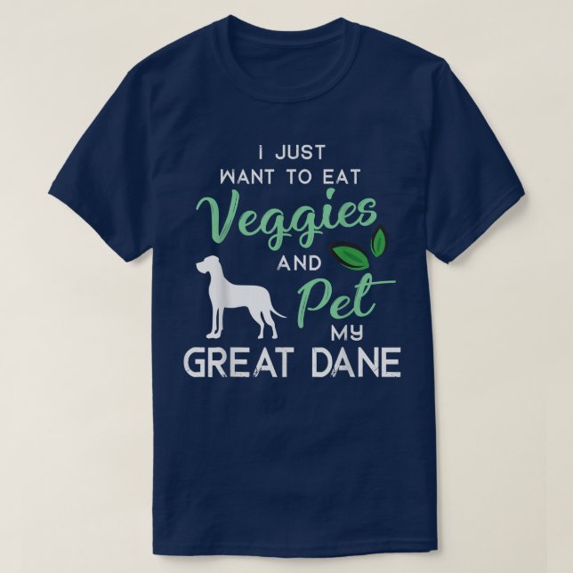 Camiseta Grande Dane Engraçado Cachorro Vegan Proprietário  (Frente do Design)