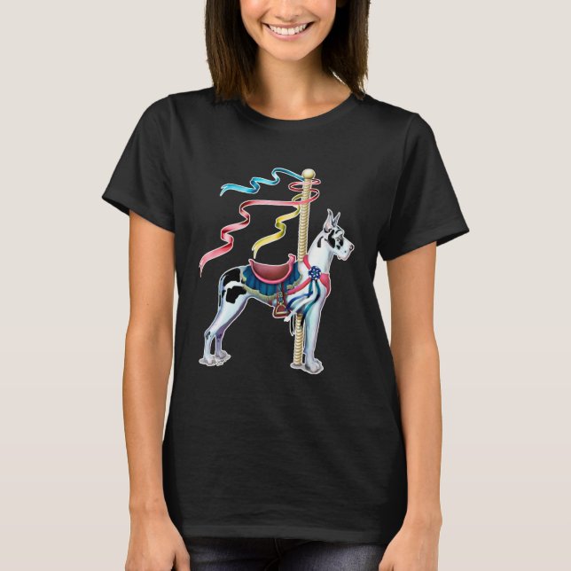 Camiseta Grande Dane Harlequin Carousel (Frente)