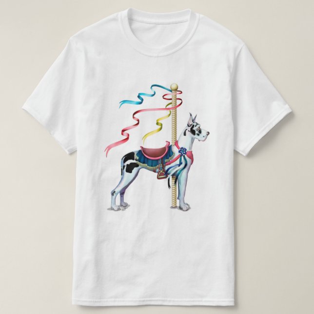 Camiseta Grande Dane Harlequin Carrossel (Frente do Design)