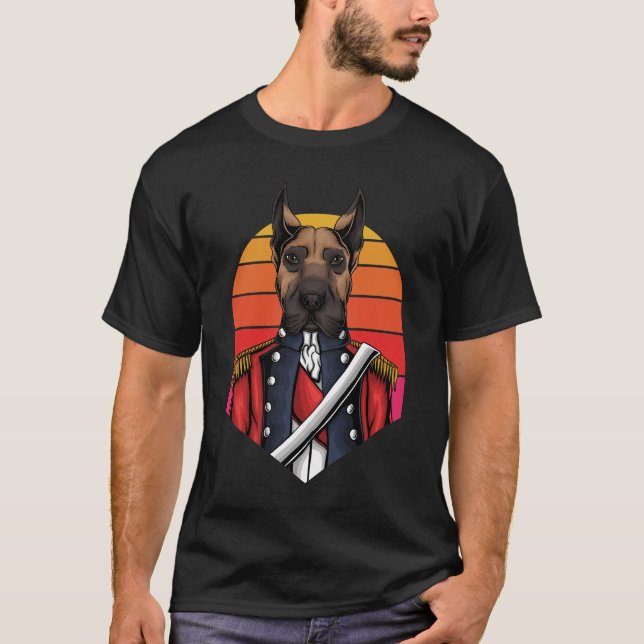 Camiseta Grande Dane Moderna Trendência de Arte Negra (Frente)