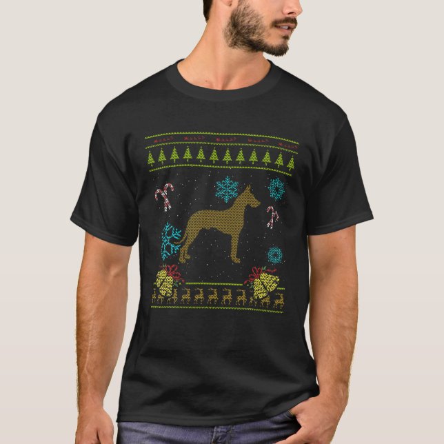 Camiseta Grande Dane Natal Grate Daninhas Feias de Natal (Frente)