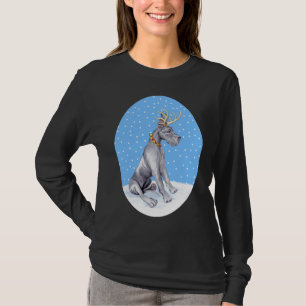 Camiseta Grande Dane Reindeer Blue de Natal