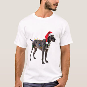 Camiseta Grande Danês Luz de Natal Feriado (4)