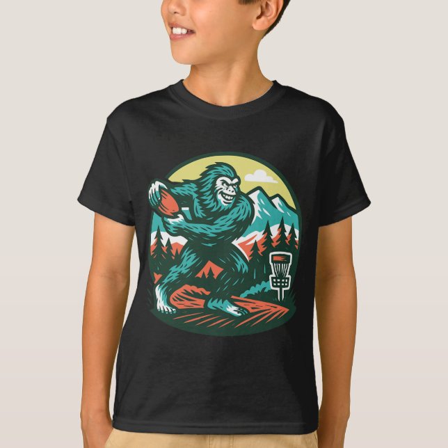 Camiseta Grande Disc Golfer Sasquatch Disc Golf Retro (Frente)