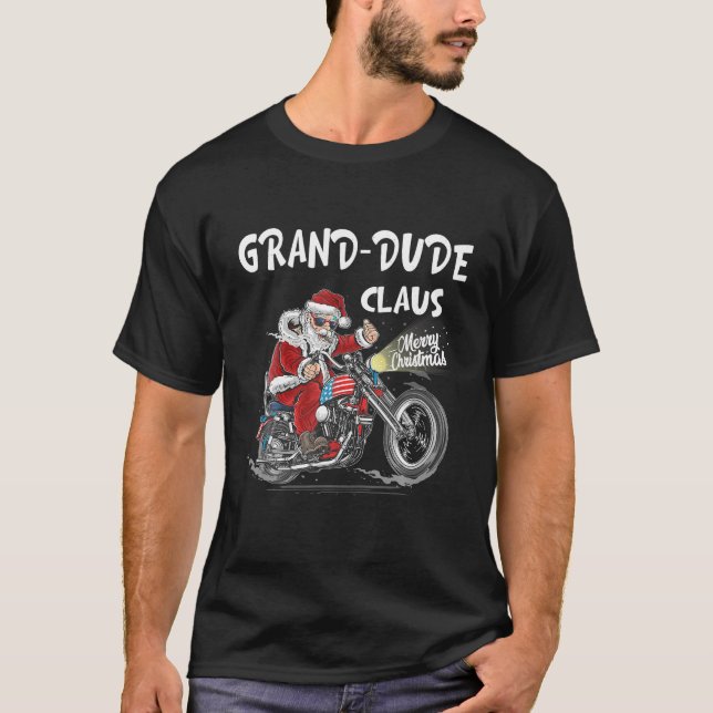Camiseta Grande Dude Claus Biker Feliz Feliz do Pai Natal N (Frente)