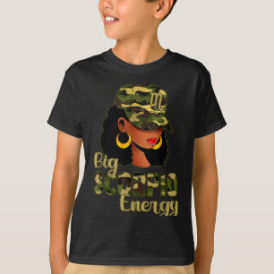 Camiseta Grande Energia de Escorpião Mulher Negra Camuflage