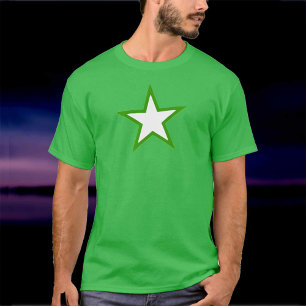 Camiseta Grande Estrela Branca de 5 Pontas com Contorno Ver