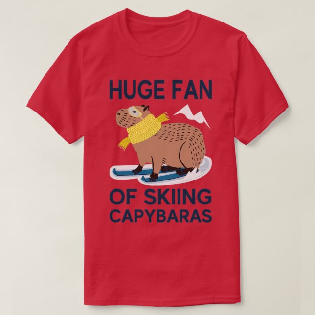 Camiseta Grande Fã de Skiing Capybaras engraçado capybara (Frente do Design)