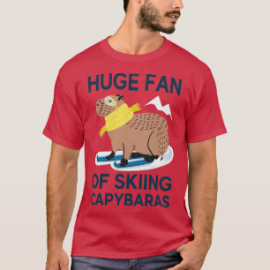 Camiseta Grande Fã de Skiing Capybaras engraçado capybara