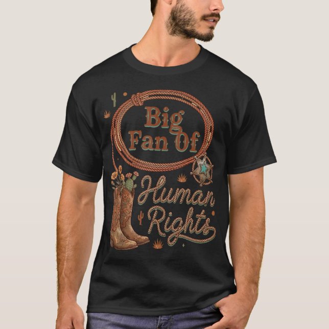 Camiseta Grande Fã dos Direitos Humanos Ocidental Retro Igu (Frente)