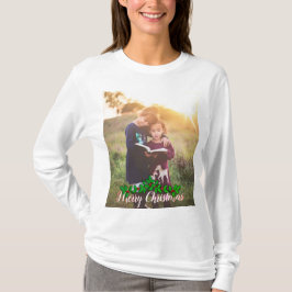 Camiseta Grande Feliz Natal customizável da foto e do texto