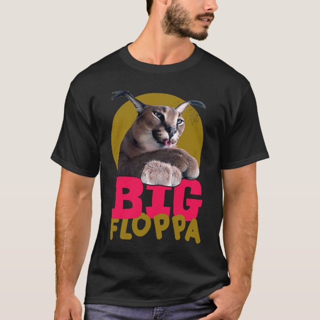 Camiseta Grande Floppa Meme.  Gato (Frente)