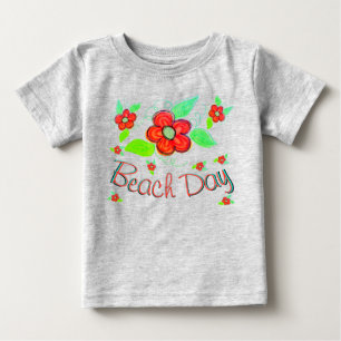 Camiseta Grande Flor Vermelha Laranja em Flor