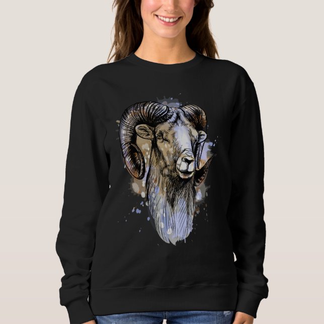 Camiseta Grande Fome De Ovelhas Ram Cabeça De Chifre (Frente)