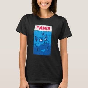 Camiseta Grande Gato Abaixo Do Oceano Com A Pata De Citação