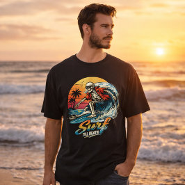 Camiseta Grande gráfico de surfe gótico de praia com pôr do