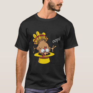 Camiseta Grande gráfico engraçado do peru Oops! saindo do c