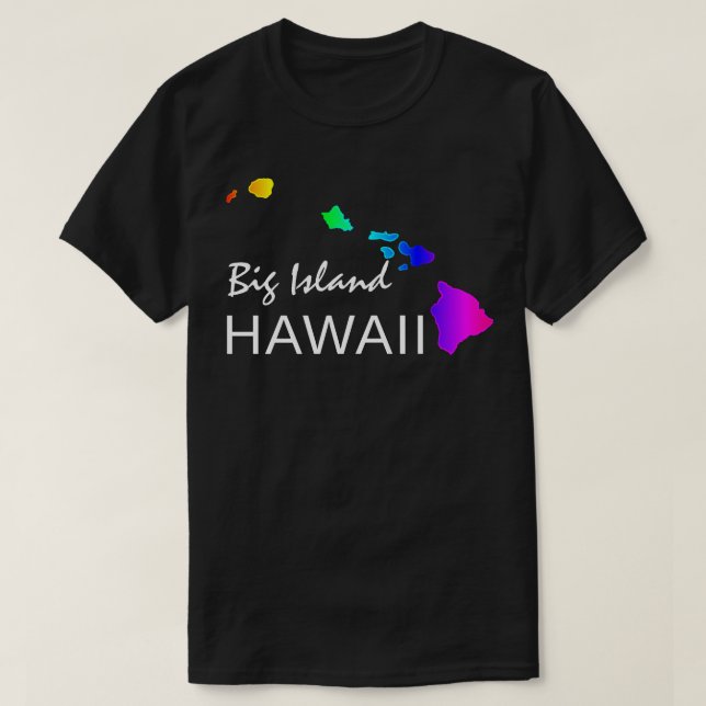 CAMISETA GRANDE ILHA - ILHAS HAWAII NEON RAINBOW (Frente do Design)