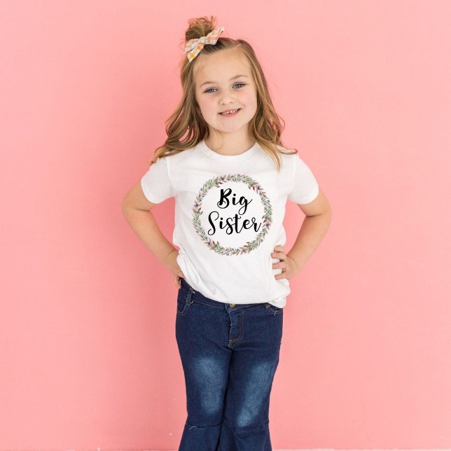 Camiseta Grande Irmã Coroa Floral Meninas (Criador carregado)