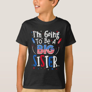 Camiseta Grande Irmã Cute 4 De Julho Anúncio De Gravidez