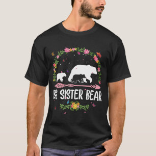 Camiseta Grande Irmã Urso Flor Correspondente Mãe do Urso F