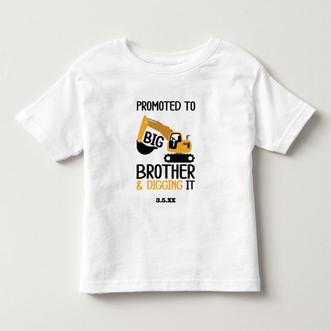 Camiseta Grande Irmão Da Construção Escavando Kid (Frente)