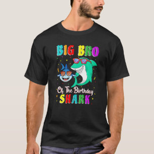 Camiseta Grande Irmão Da Família Aniversário Do Tubarão Lit