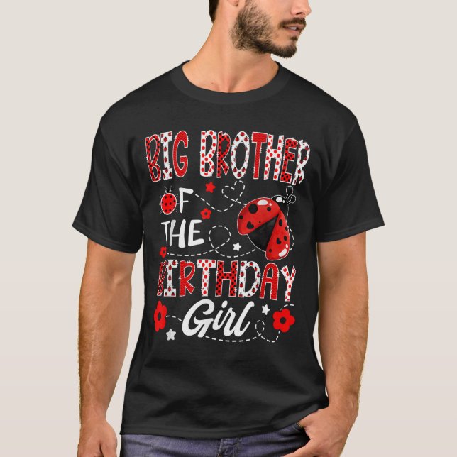 Camiseta Grande Irmão Da Garota De Aniversário Ladybug Big  (Frente)