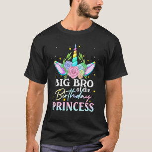 Camiseta Grande Irmão Da Rapariga De Aniversário Unicórn Ra