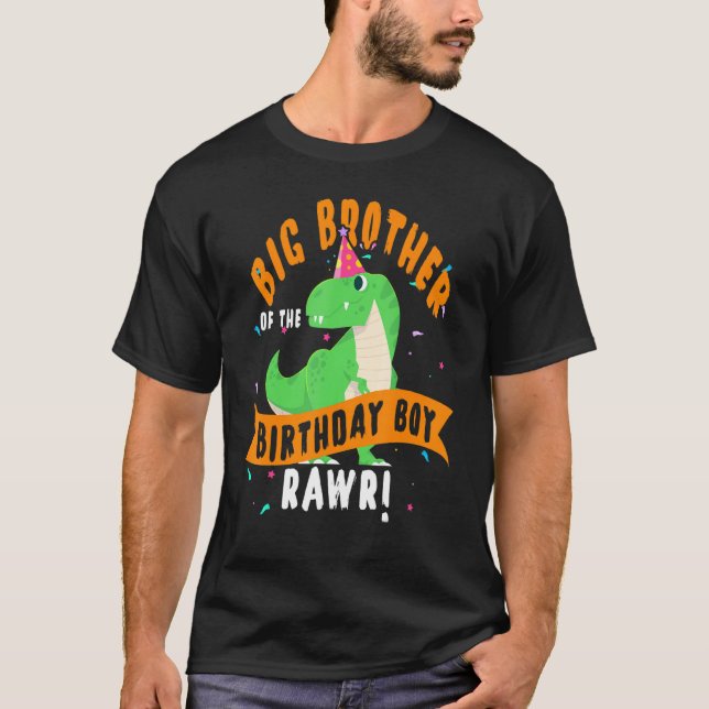 Camiseta Grande Irmão Do Garoto De Aniversário Dinossauro E (Frente)