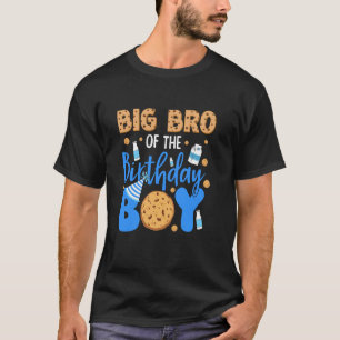 Camiseta Grande Irmão do Menino do Aniversário Cookies e Le