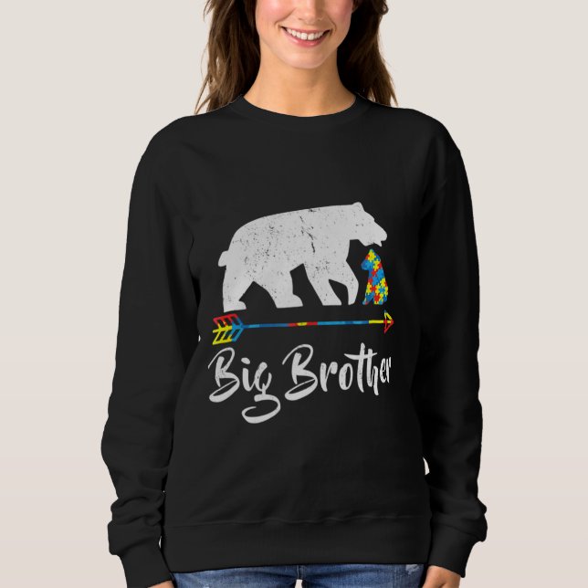 Camiseta Grande Irmão Urso Autismo Consciência Orgulhosa Au (Frente)