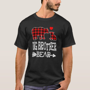Camiseta Grande Irmão Urso Vermelho Buffalo Xadrez Urso Vov