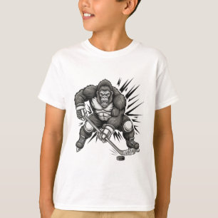 Camiseta Grande jogador de pé de neve jogando hóquei engraç