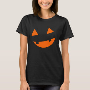 Camiseta Grande Laranja Assustador Sorrindo Cara de Abóbora
