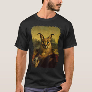 Camiseta Grande Meme do Floppa Gato Caracal Fofo com arma