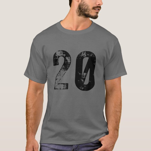 Camiseta Grande Número 20 Para 20 Aniversário De Vinte Anos (Frente)